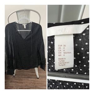 H&M Long Sleeve Polka Dot Long Sleeve with Tie Strings - Size US 4